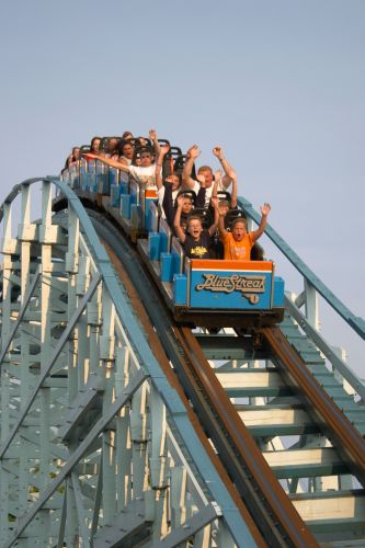 Cedar Point Amusement Park in Sandusky, Ohio is situated on a peninsula that 