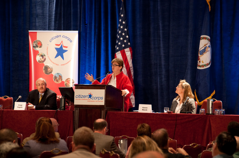 Washington: DHS Deputy Secretary Jane Holl Lute at the podium during the...