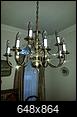 Brass, quilts and wallpaper - say it ain't so!-dining-room-light-fixture-before-shades