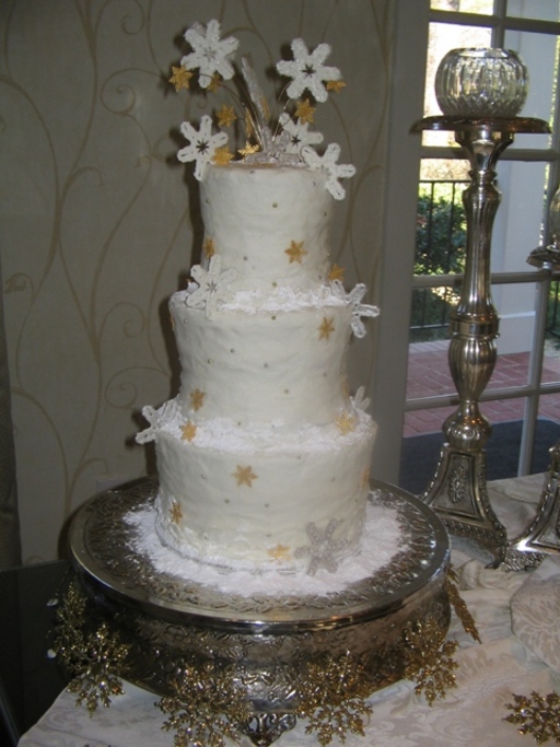 Winter Wedding Cake with Sugar Snowflakes