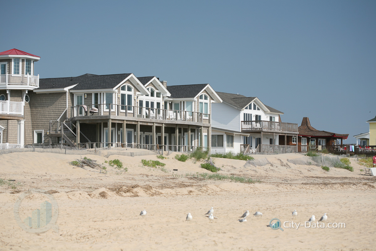 Beachfront homes next to the ocean