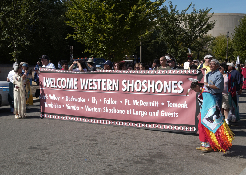 Washington: Western Shoshone Nation. One of the many Indian Nations marching...