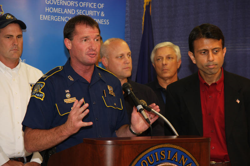 New Orleans: Louisiana State Police Colonel Michael D. Edmonson addresses...