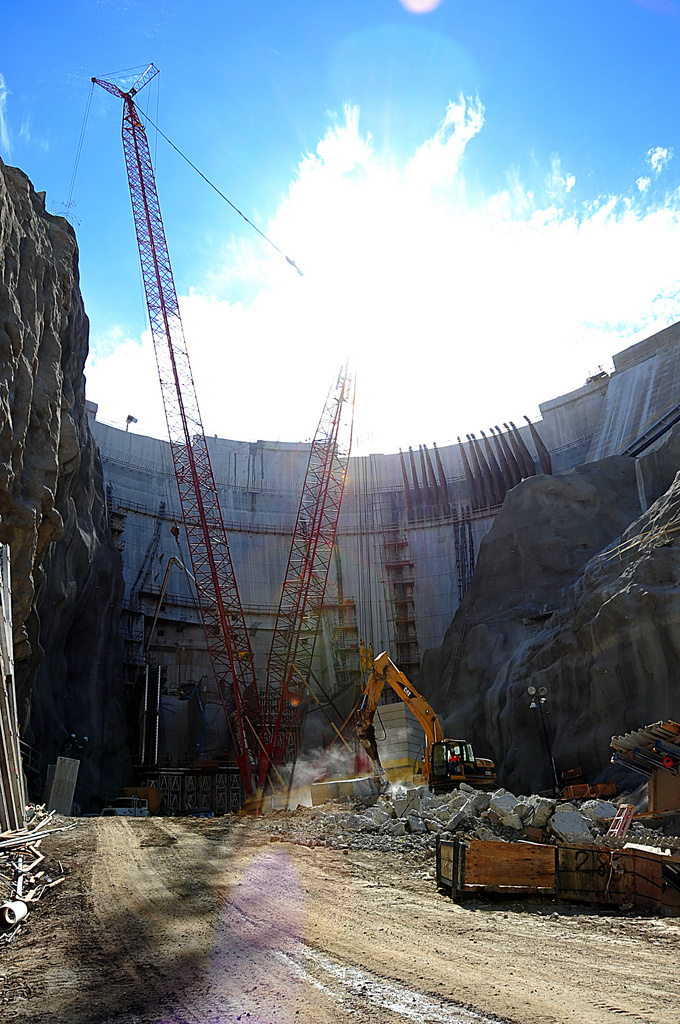 La Canada Flintridge: The Big Tujunga Dam is under construction to reinforce...