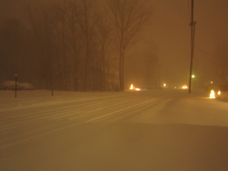 A Snow Covered Roadway under Blizzard Conditions in Northern New Jersey....