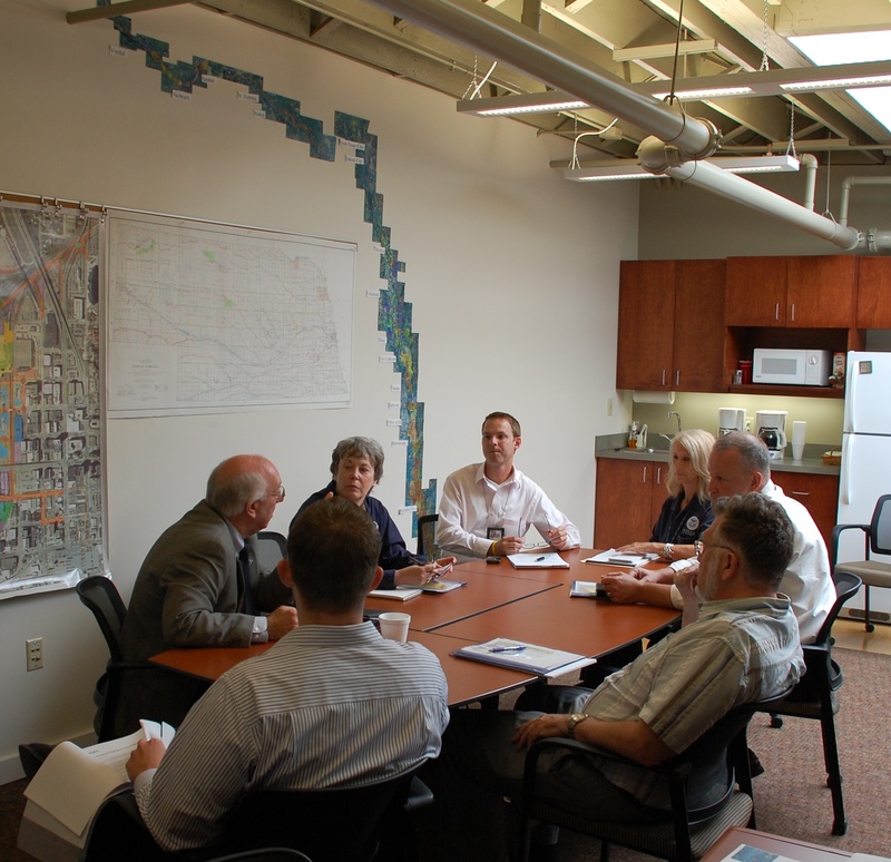 Lincoln: FEMA Region VII Administrator Beth Freeman (center) confers with...