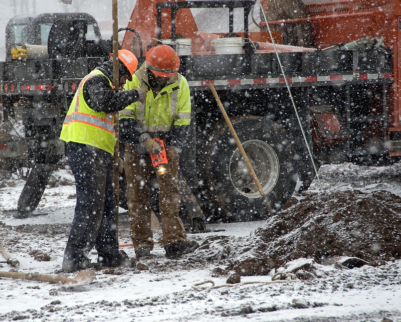 Prattsville: Contractors prepare to set utility poles while building the...