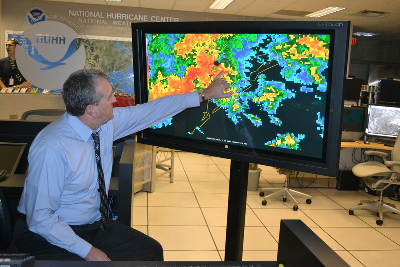 Miami: Bill Read, director of the National Hurricane Center, describes...