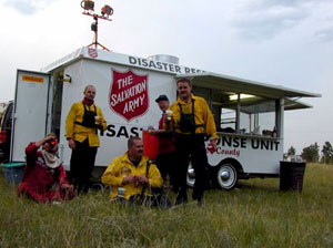 The Salvation Army provides a welcome meal to a crew from Berthoud, CO,...