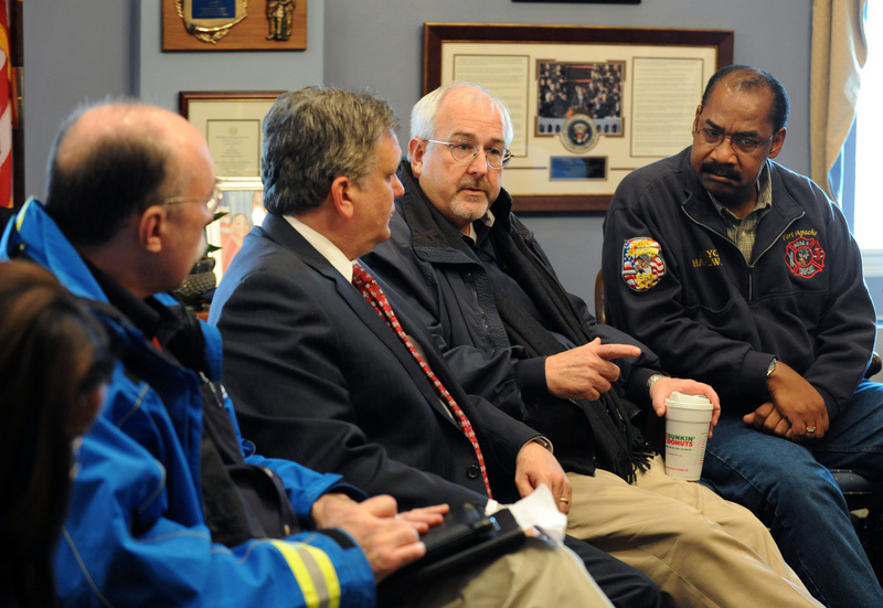 Freeport: FEMA Administrator Craig Fugate, second from right, speaks to...