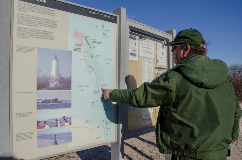 National Park Service employee Tom Hoffman points to the areas that were...