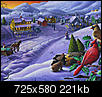 Finally finished this painting "Small Town Winter Landscape",-timeless-small-town-winter-farm-country
