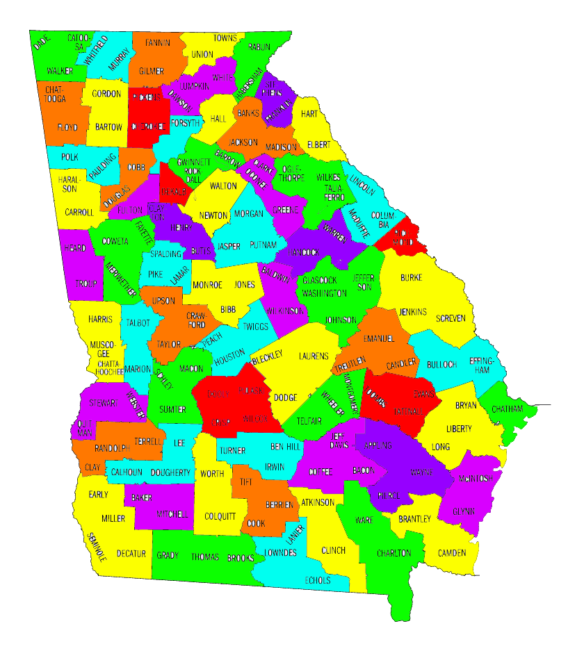 Georgia Counties Maps Color