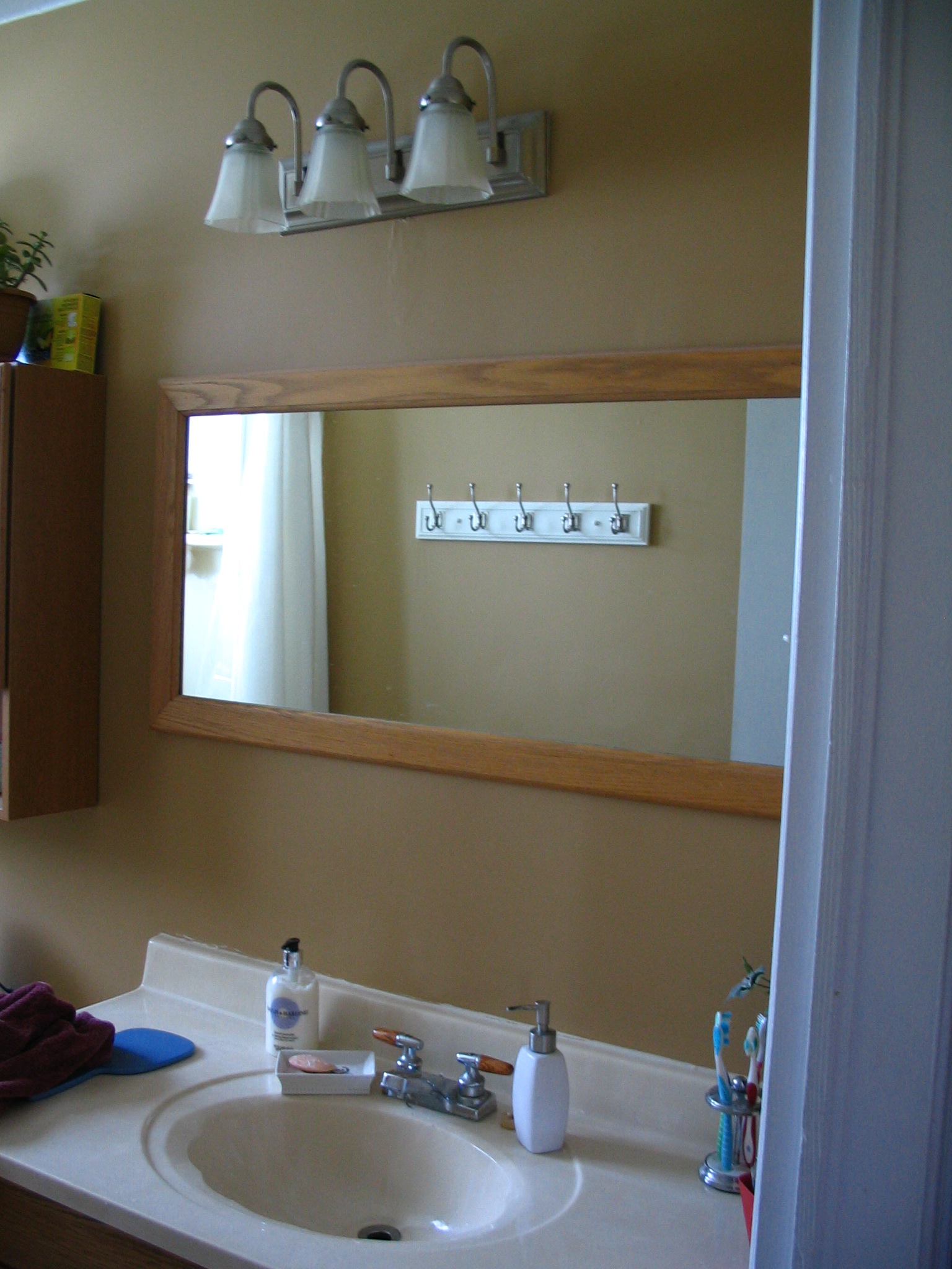 Bathroom Light Off Center Mirror Sink Design Mirrors Home