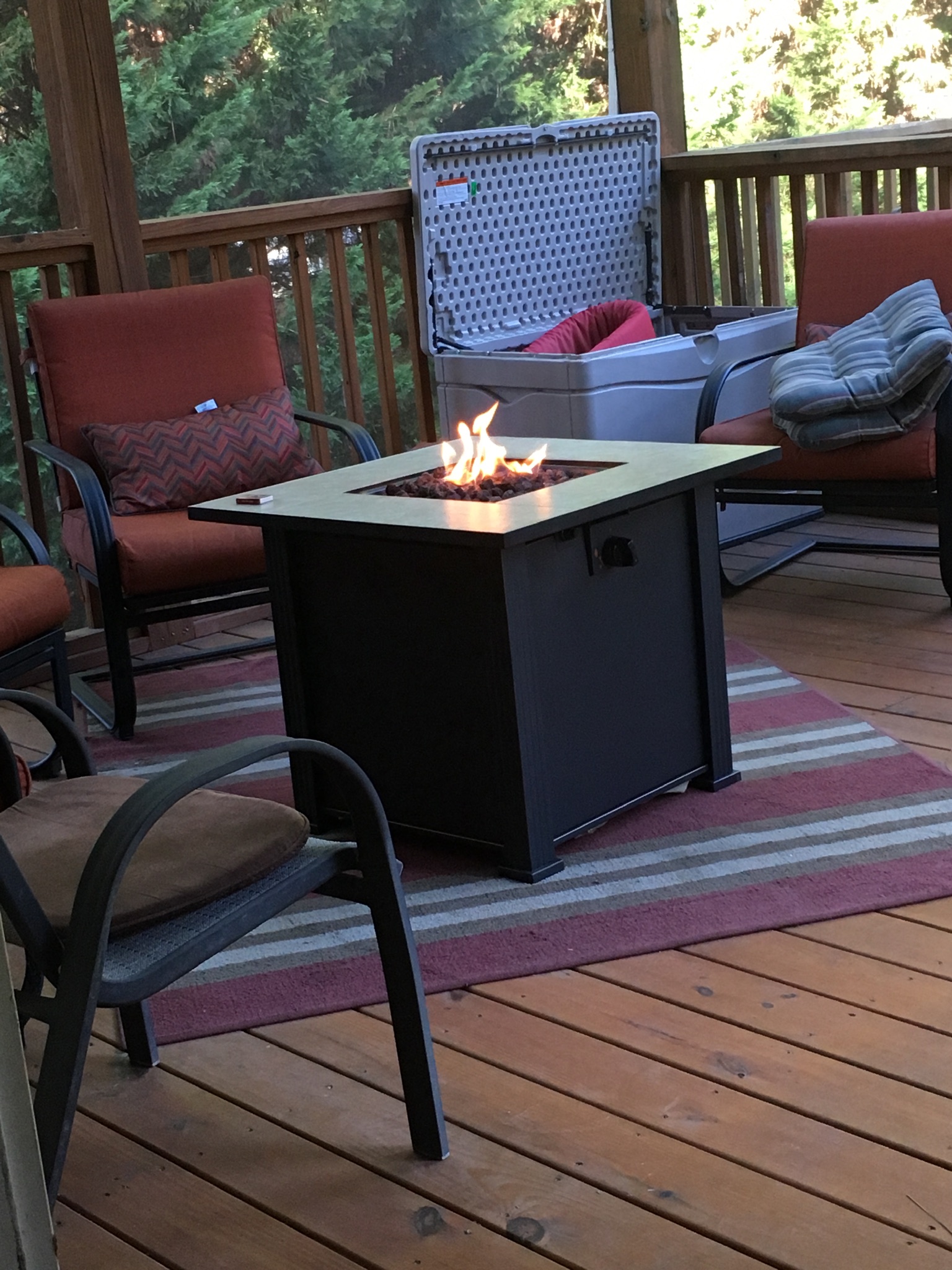 Propane Fire Pit In Screened Porch, Screened Fire Pit