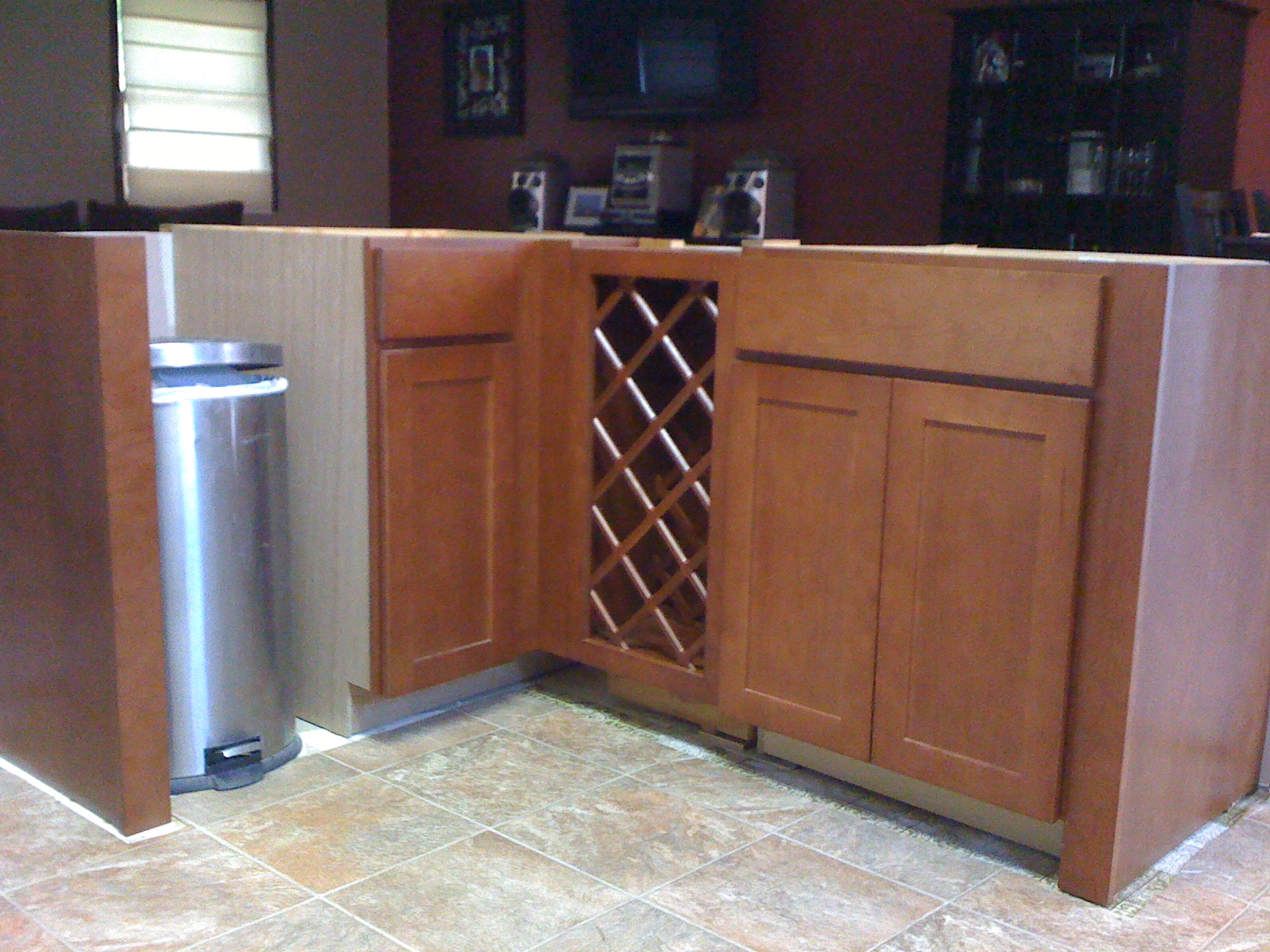 Installing 30 Inch Base Wine Rack Next To Base Cabinets Granite