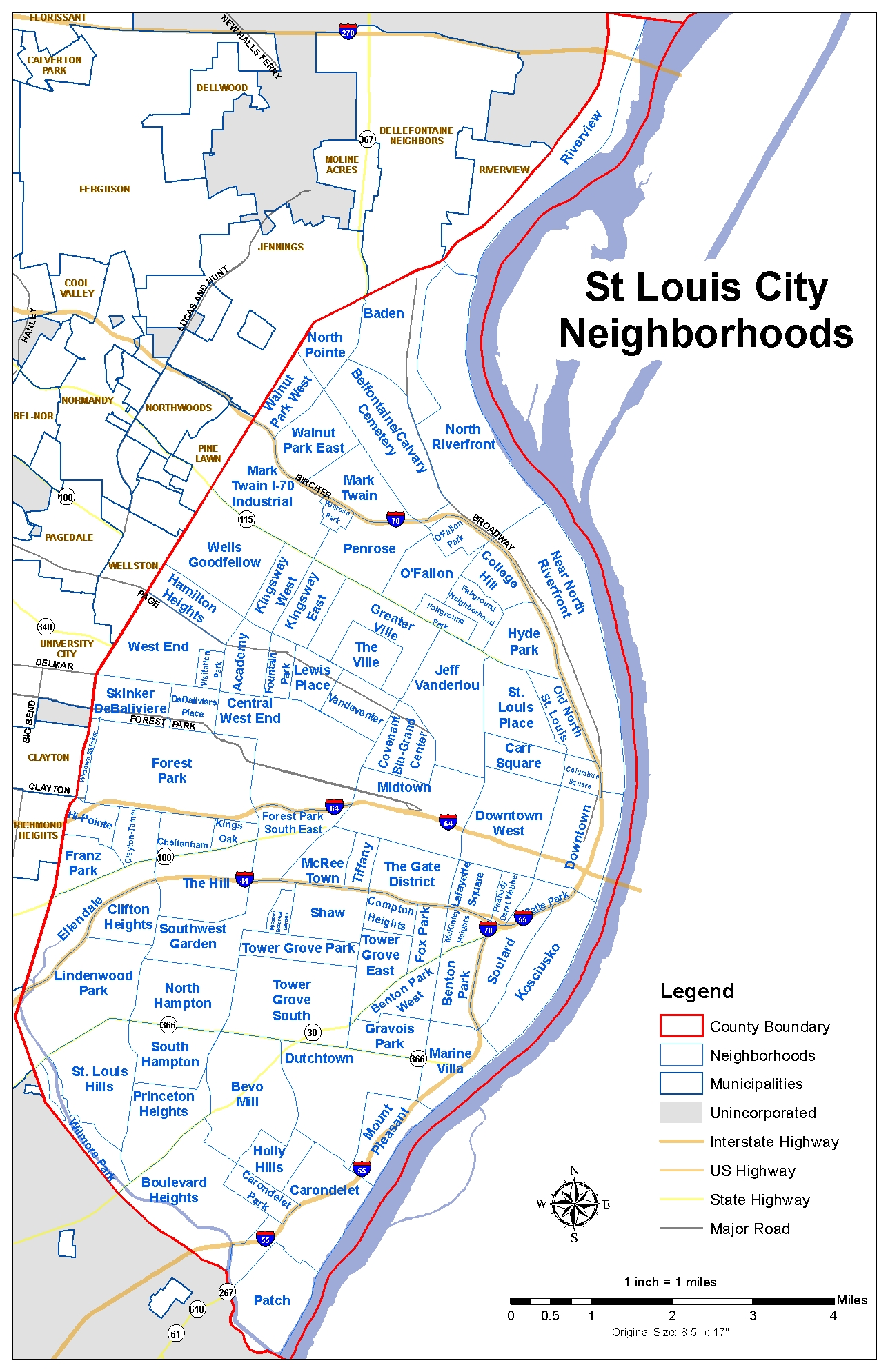 Where can I find a map of St. Louis with the cities&#39; limits displayed? (Kirkwood: neighborhoods ...