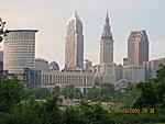 A view looking east at the city centre of Cleveland, as viewed from the hip Tremont area.