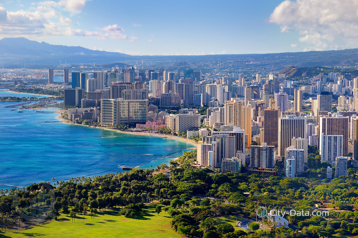 Honolulu and waikiki panorama