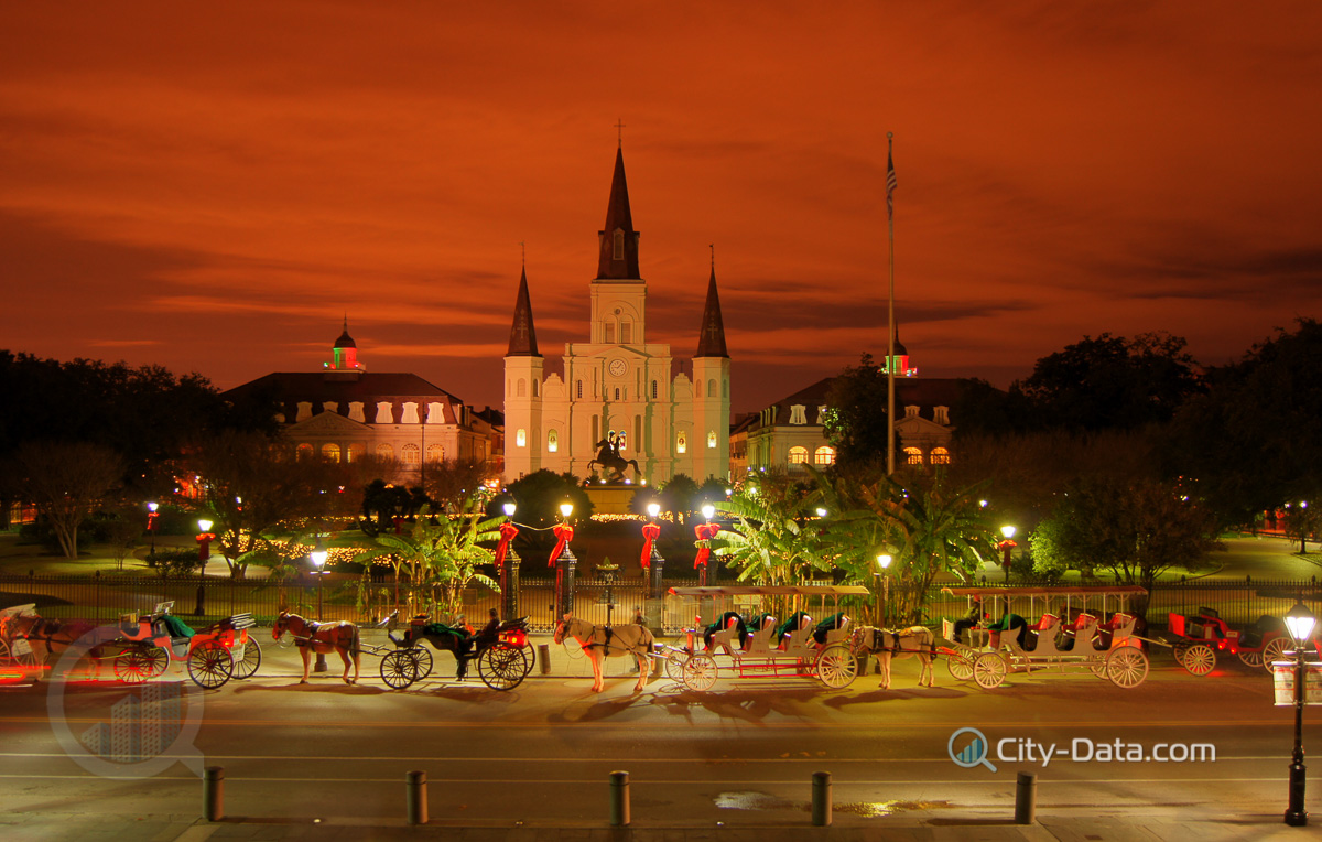 St louis cathedral at night