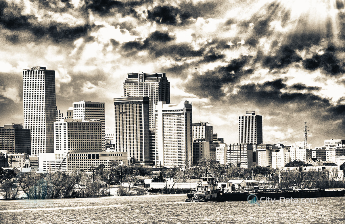 New orlean downtown in black and white