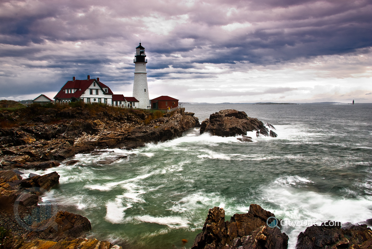 Lighthouse on rocky coast