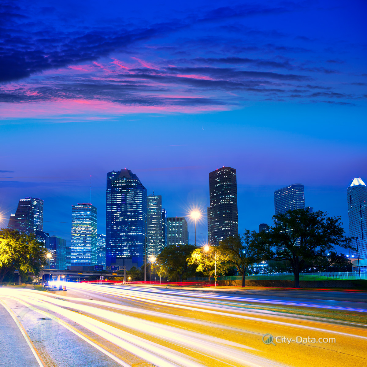 Houston traffic headlights lights trace