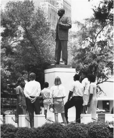 Martin Luther King, Jr., is honored in a Birmingham sculpture. The city was a center for the civil rights movement during the 1960s.